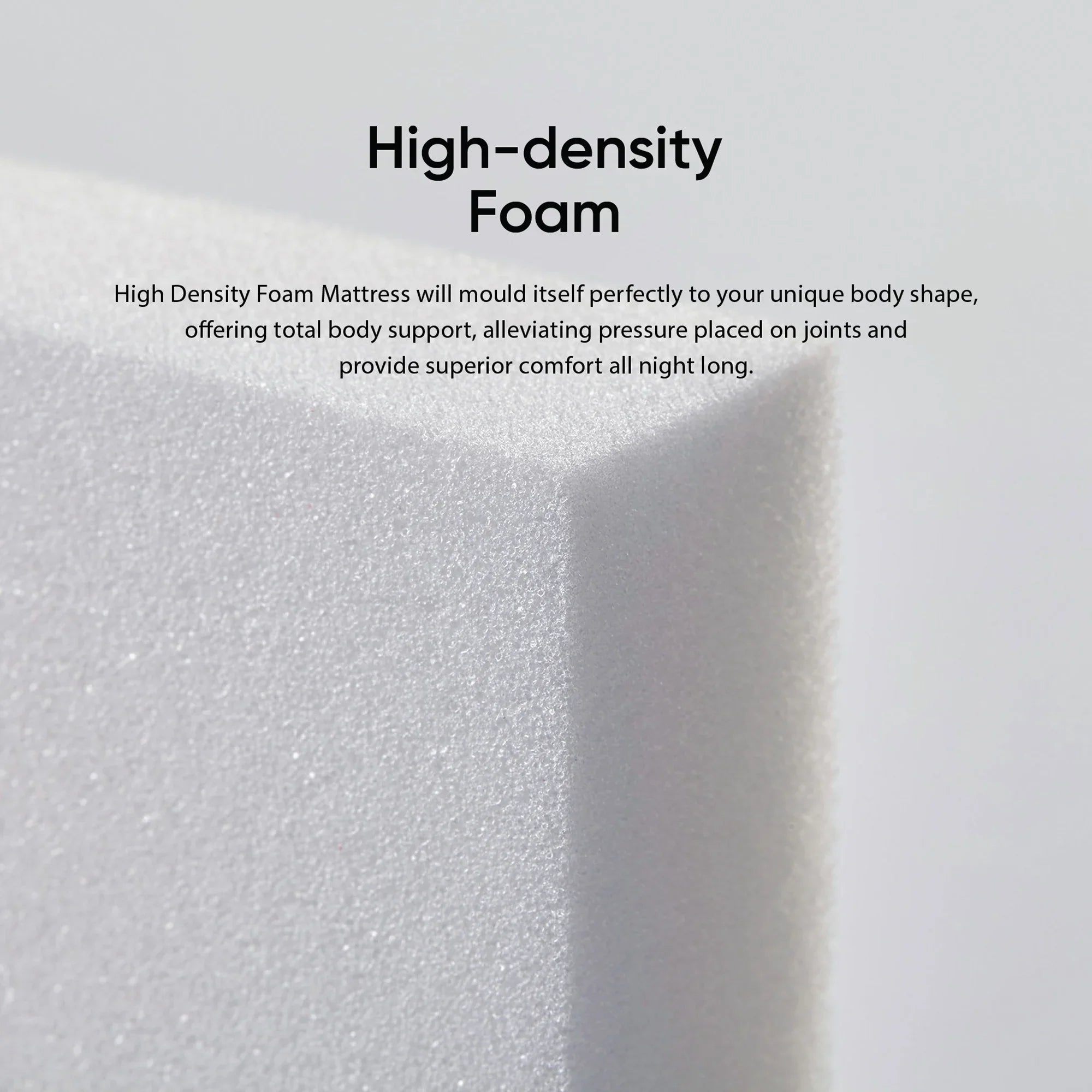 High-density foam mattress close-up graphic