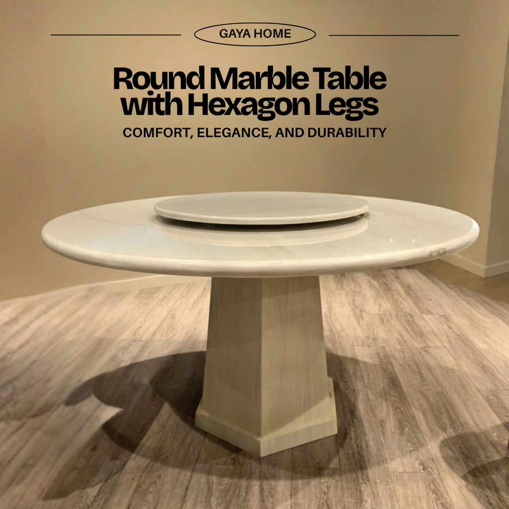 Round Marble Table with Hexagon Legs promotional product image