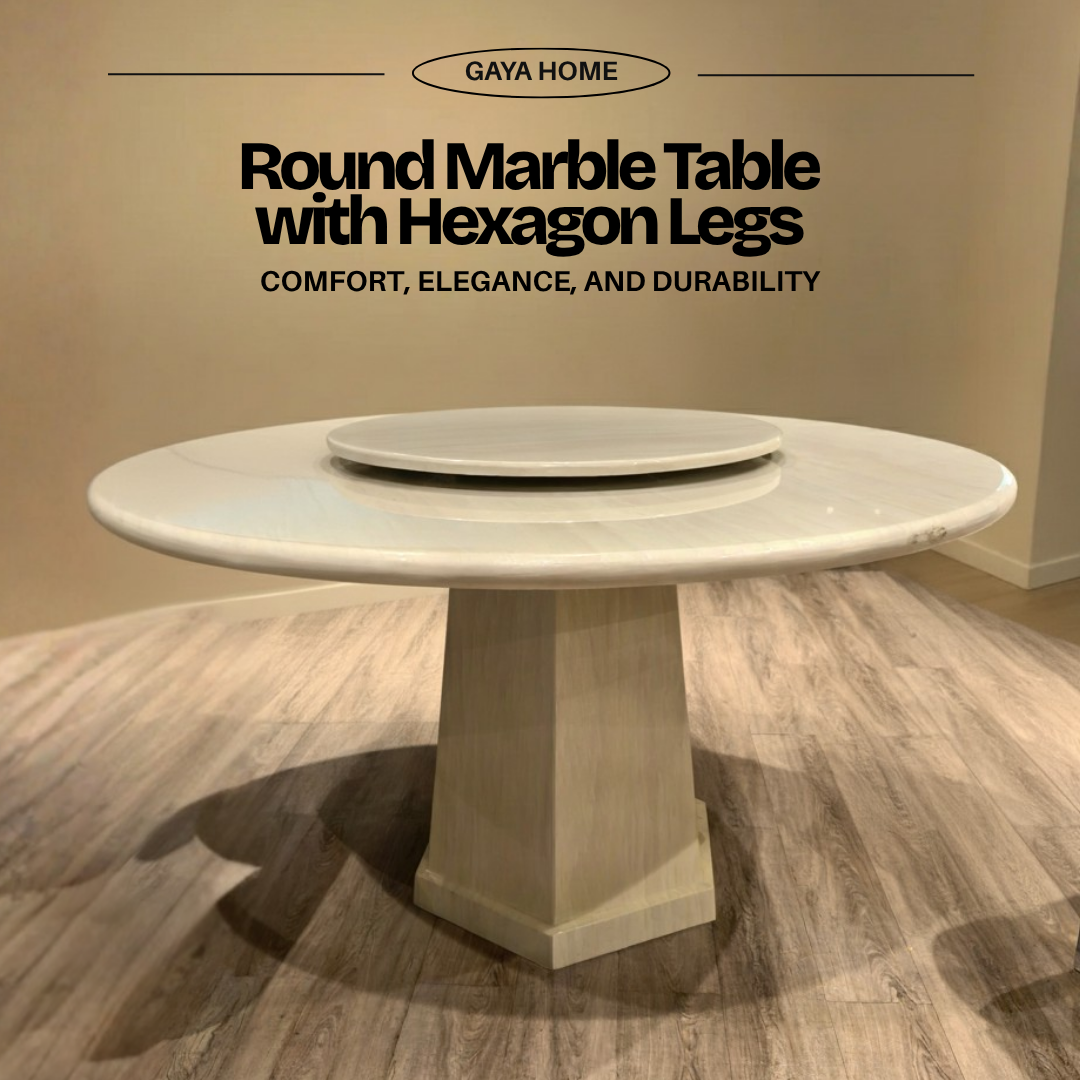 Round Marble Table with Hexagon Legs promotional product image