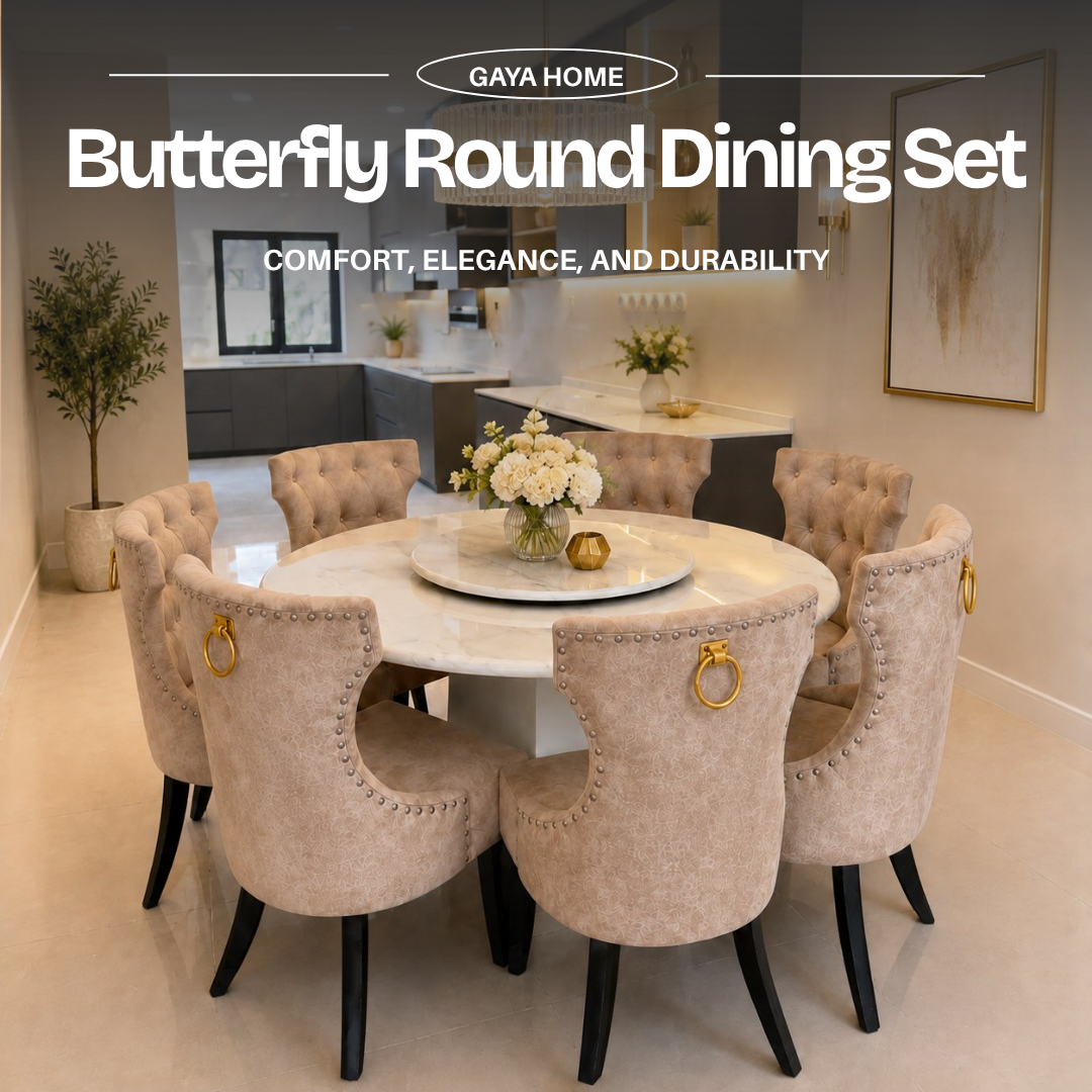 Butterfly Dining Set - Round Full Marble