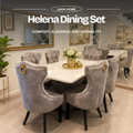 Helena Marble Dining Set with Luxurious Velvet Chairs (ST10)