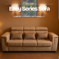 Easy Series fabric sofa set with adjustable headrests in warm brown upholstery