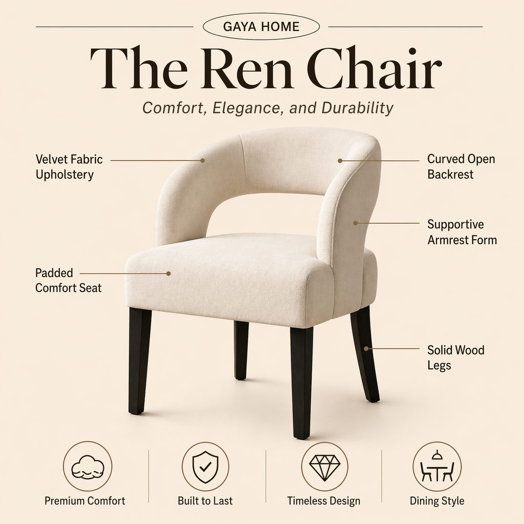 The Ren Chair (ST15) | Premium Curved Designer Accent Chair with Sculptural Cut-Out Back