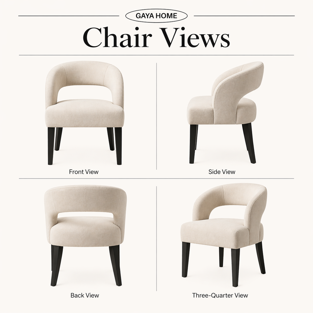 The Ren Dining Set (ST15) | Designer Round Marble Table & Sculptural Cut-Out Chairs