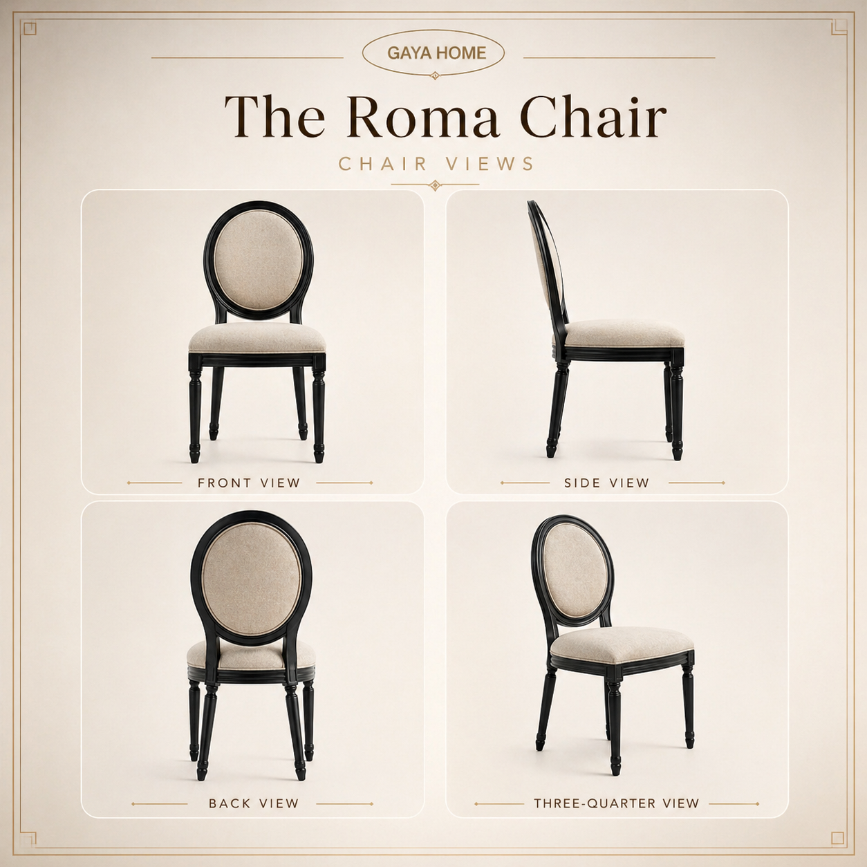 The Roma Chair (C248) | Premium Neo-Classical Medallion Dining Chair with Solid Wood Frame