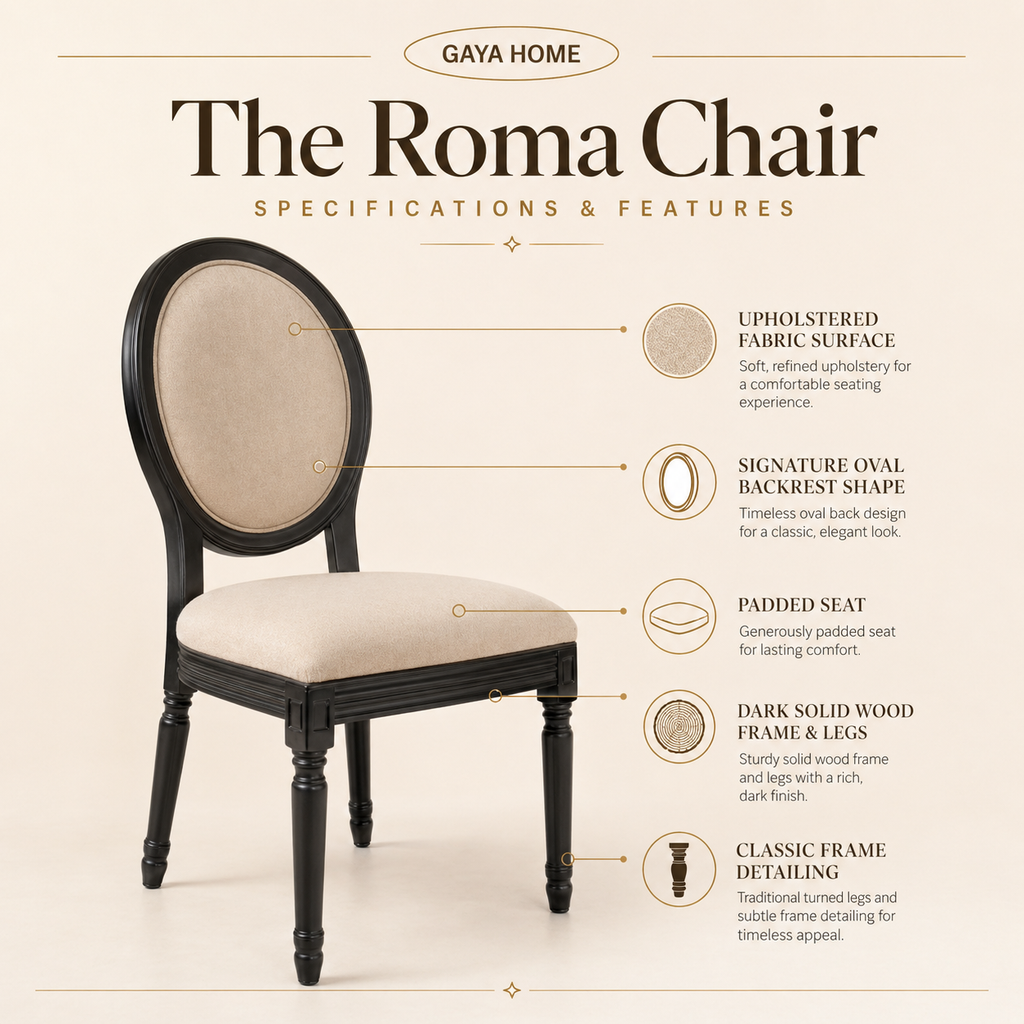The Roma Chair (C248) | Premium Neo-Classical Medallion Dining Chair with Solid Wood Frame