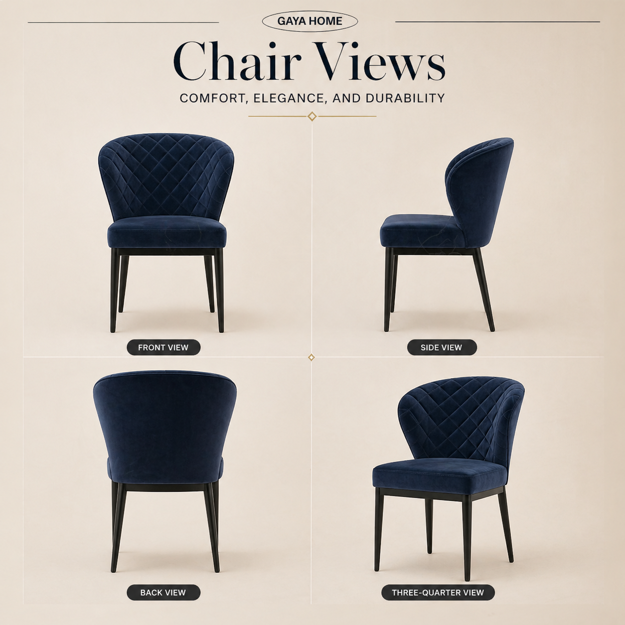 Diva Quilted Velvet Dining Chair (C235)