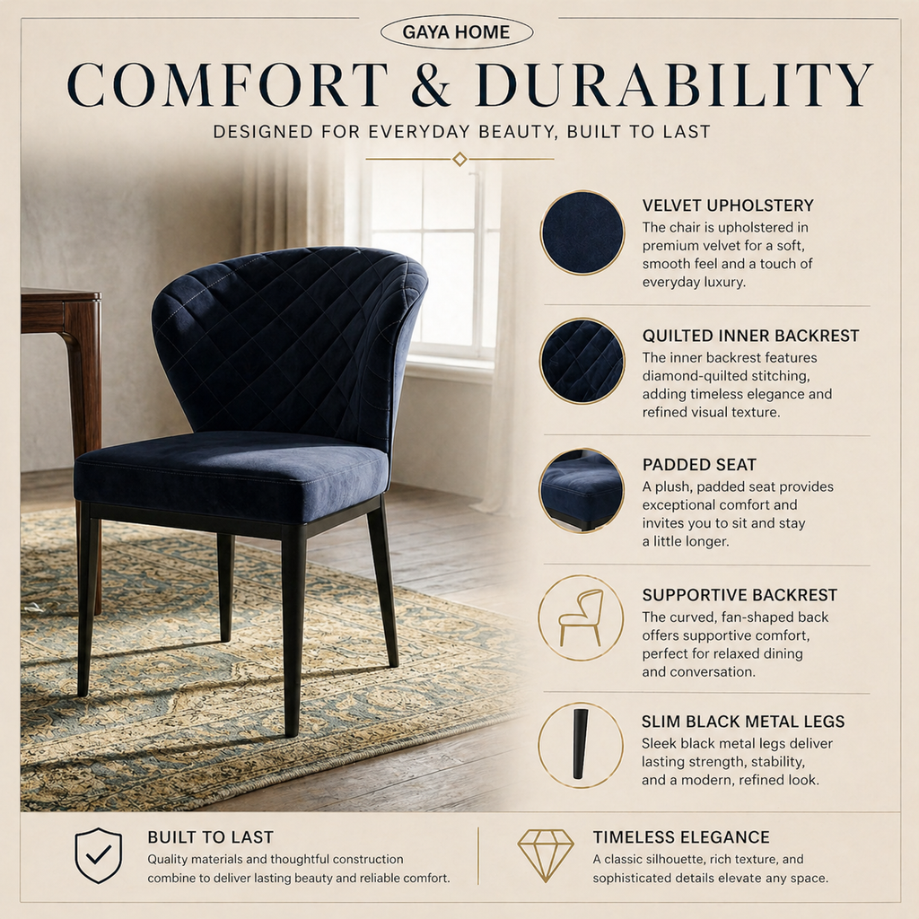 Diva Quilted Velvet Dining Chair (C235)