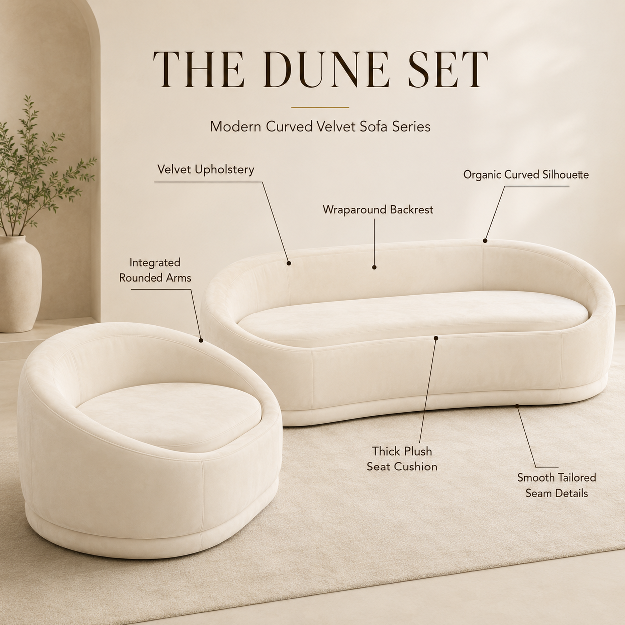 The Dune Set (1654) | Premium Curved Designer Sofa Series