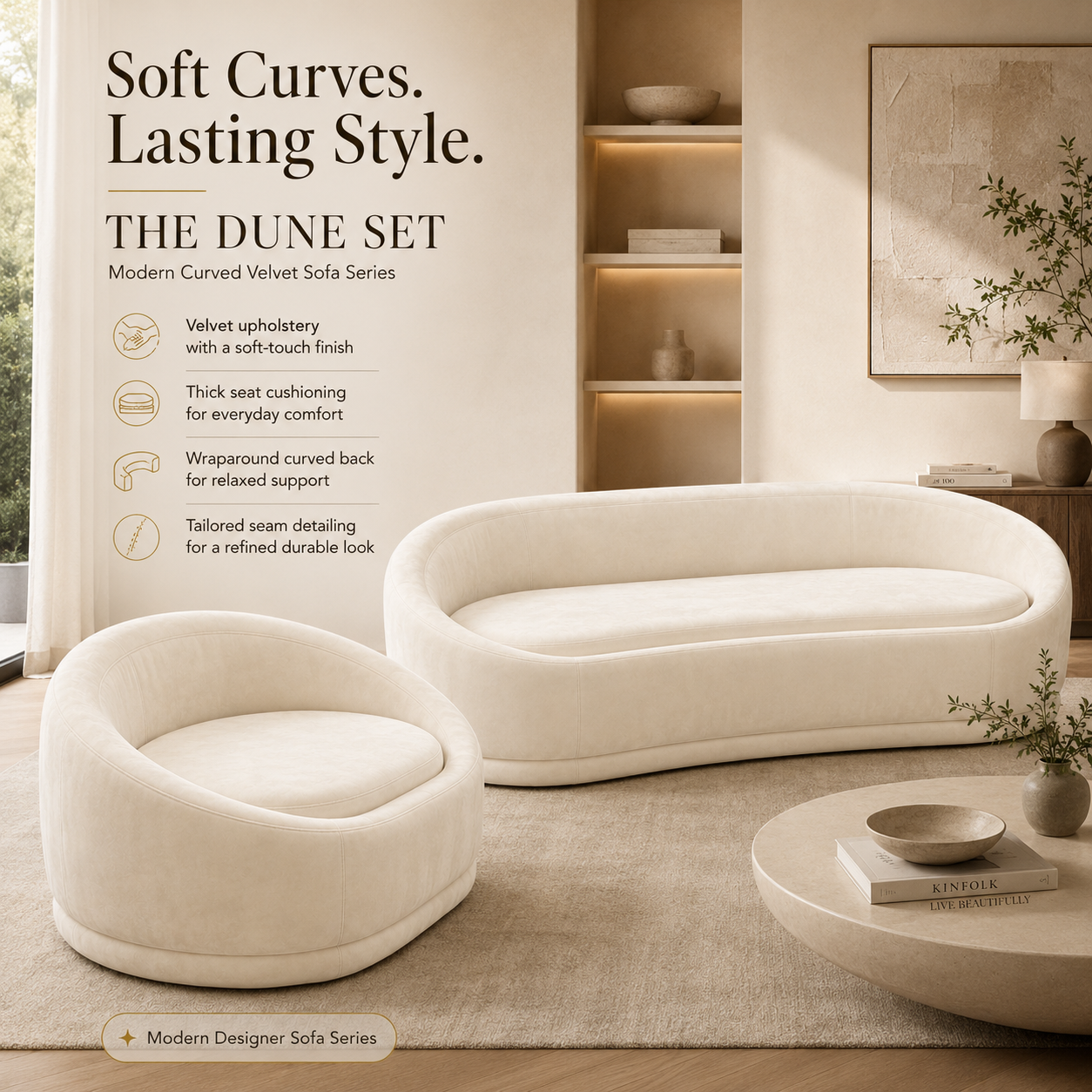 The Dune Set (1654) | Premium Curved Designer Sofa Series