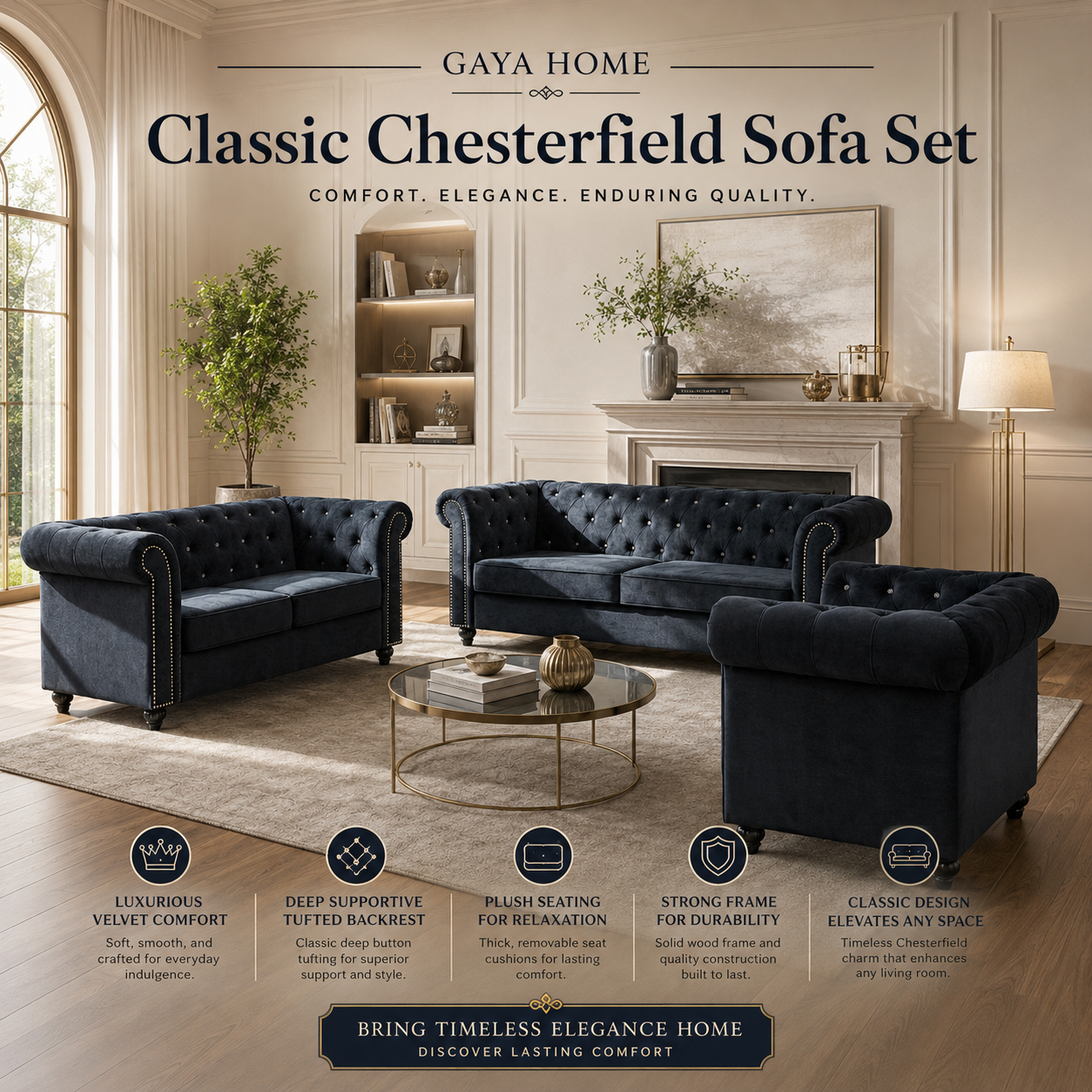 Classic Chesterfield Sofa Set (777)