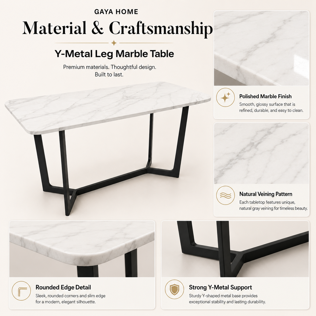 Y-Metal Leg Marble Table