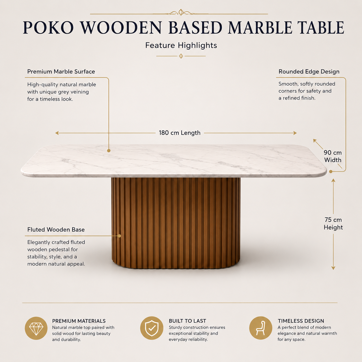 Estela Japandi Marble Top Dining Set C241