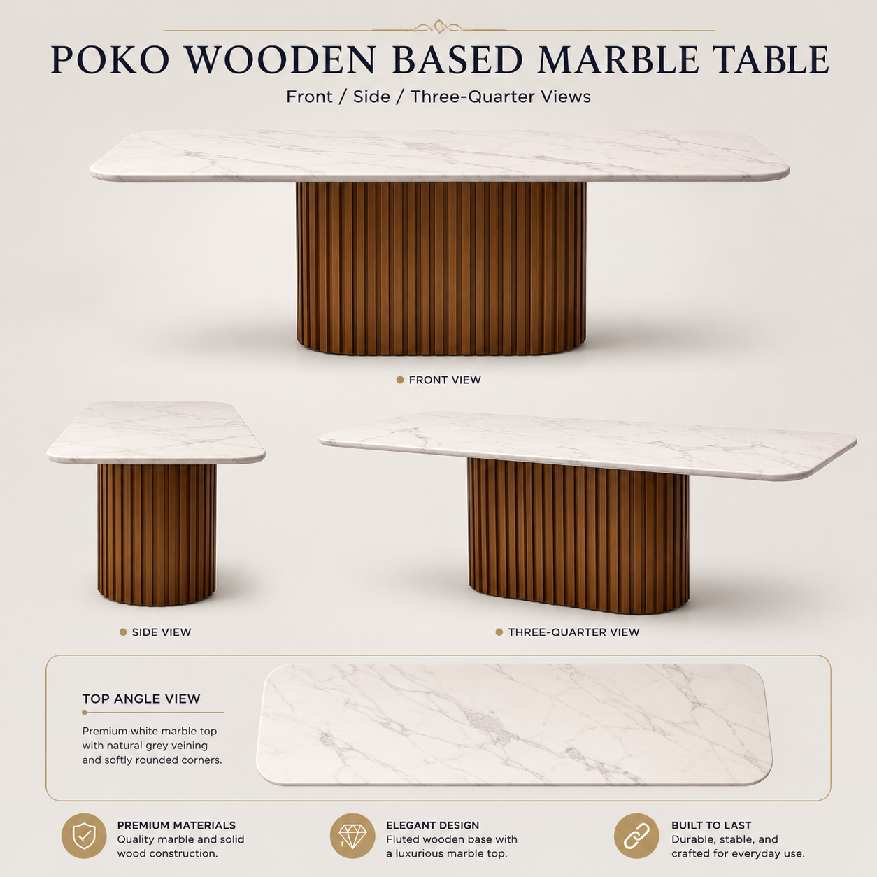 Estela Japandi Marble Top Dining Set C241