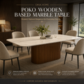 Poko Wooden Based Marble Table (Ellipse-2401)