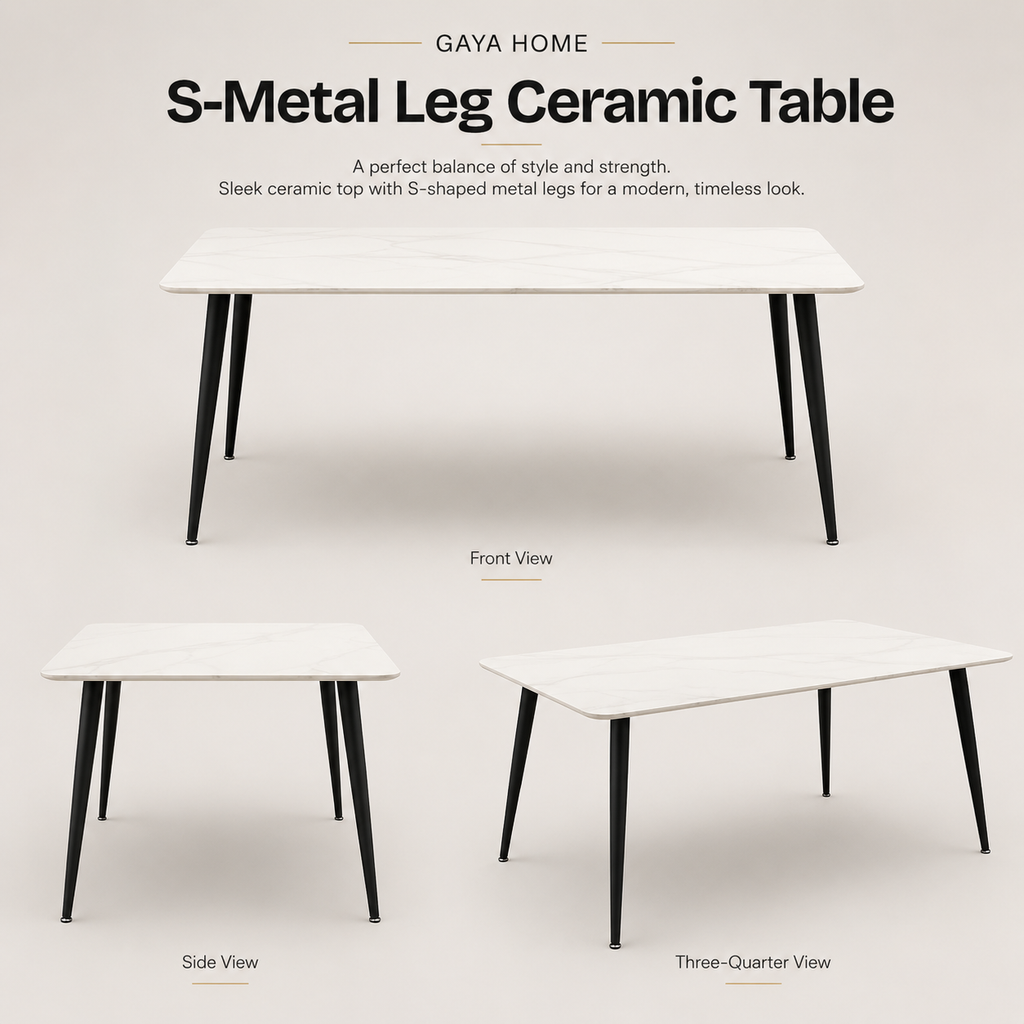 S-Metal Leg Ceramic Table
