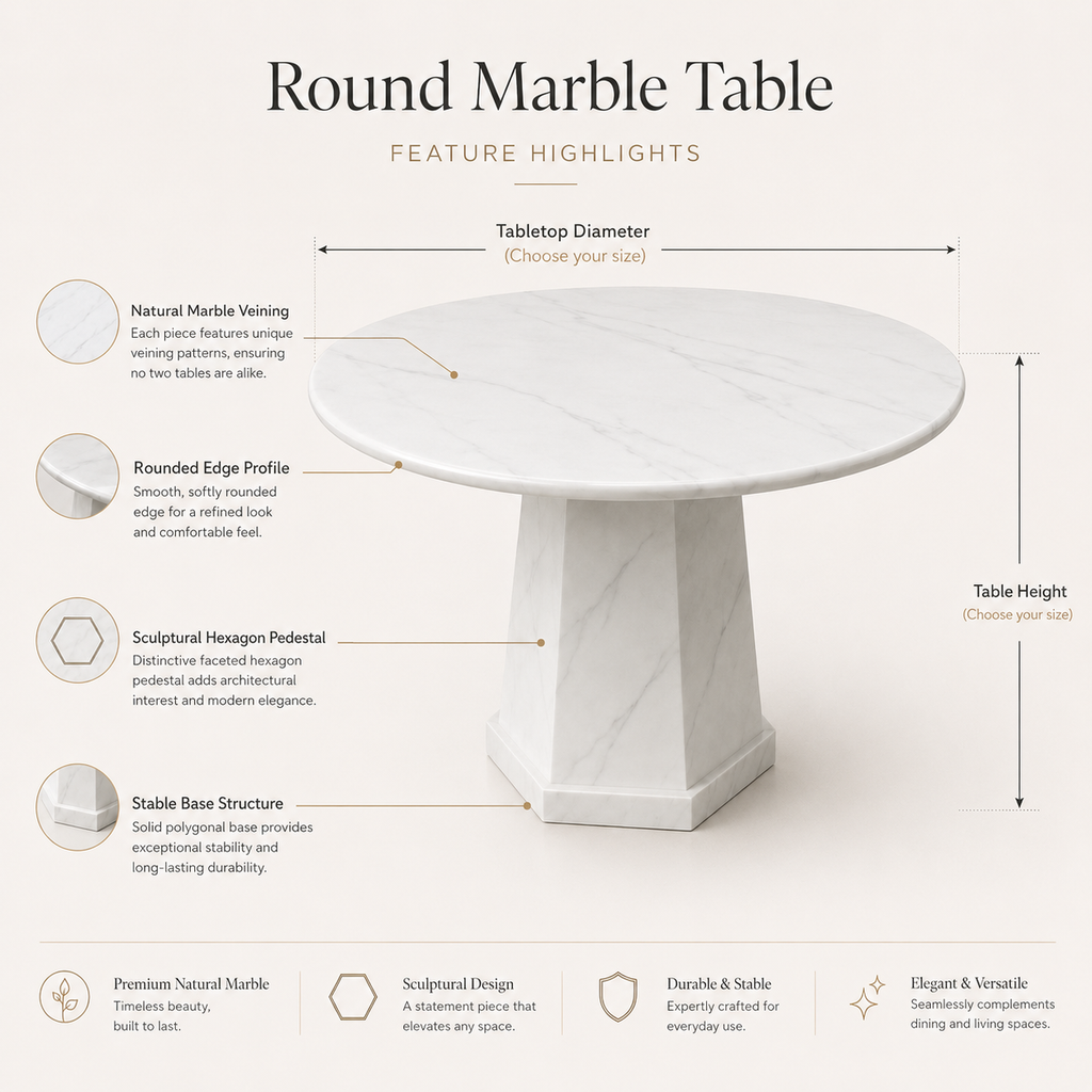 Round Marble Table with Hexagon Marble Legs (831/1060)