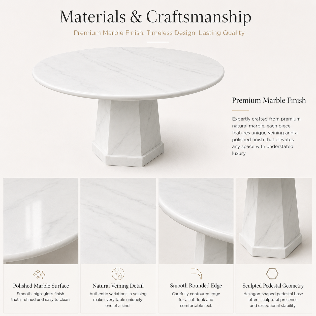 Round Marble Table with Hexagon Marble Legs (831/1060)