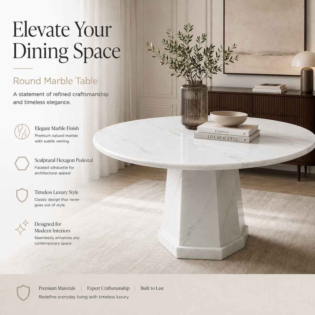 Round Marble Table with Hexagon Marble Legs (831/1060)