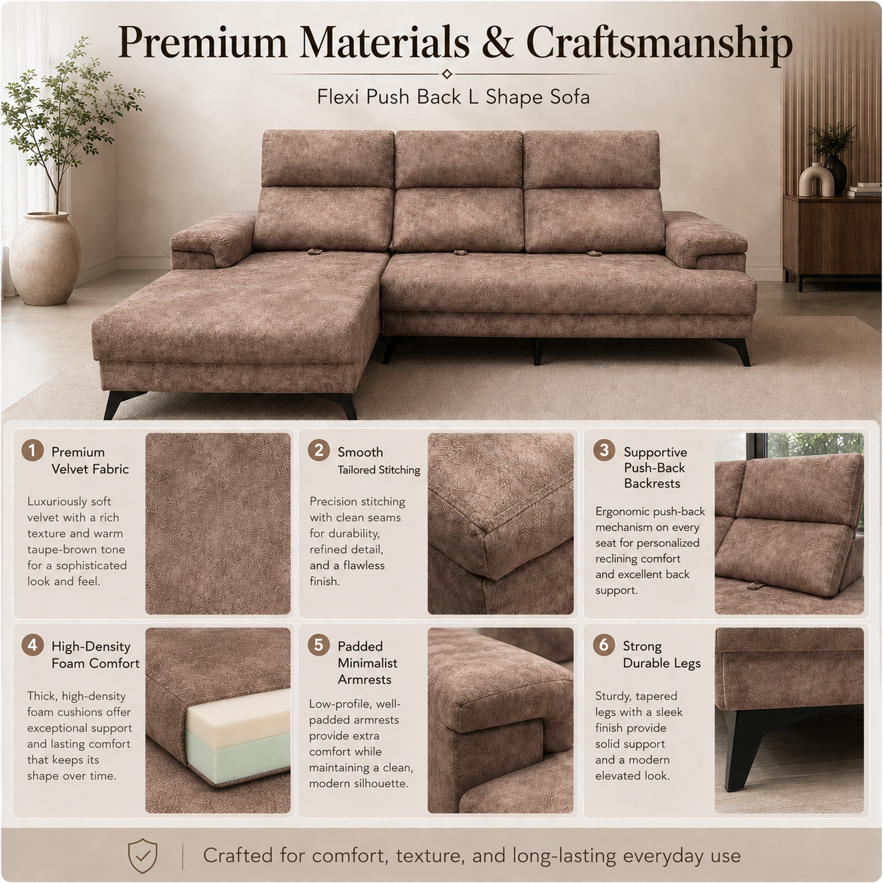 Flexi Push Back Sofa L Shape