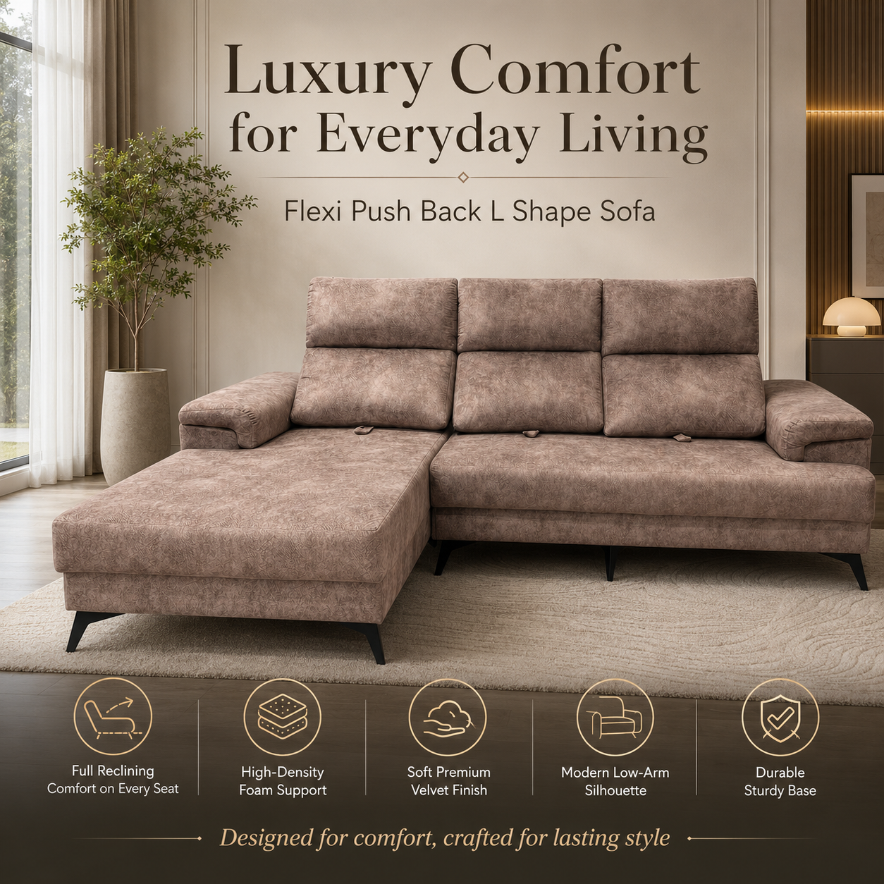 Flexi Push Back Sofa L Shape