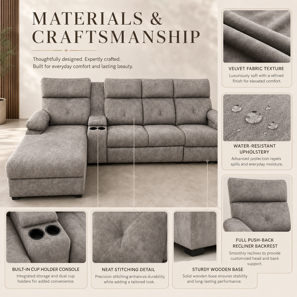 CozyRecline Versatile L-Shaped Sofa (1641)