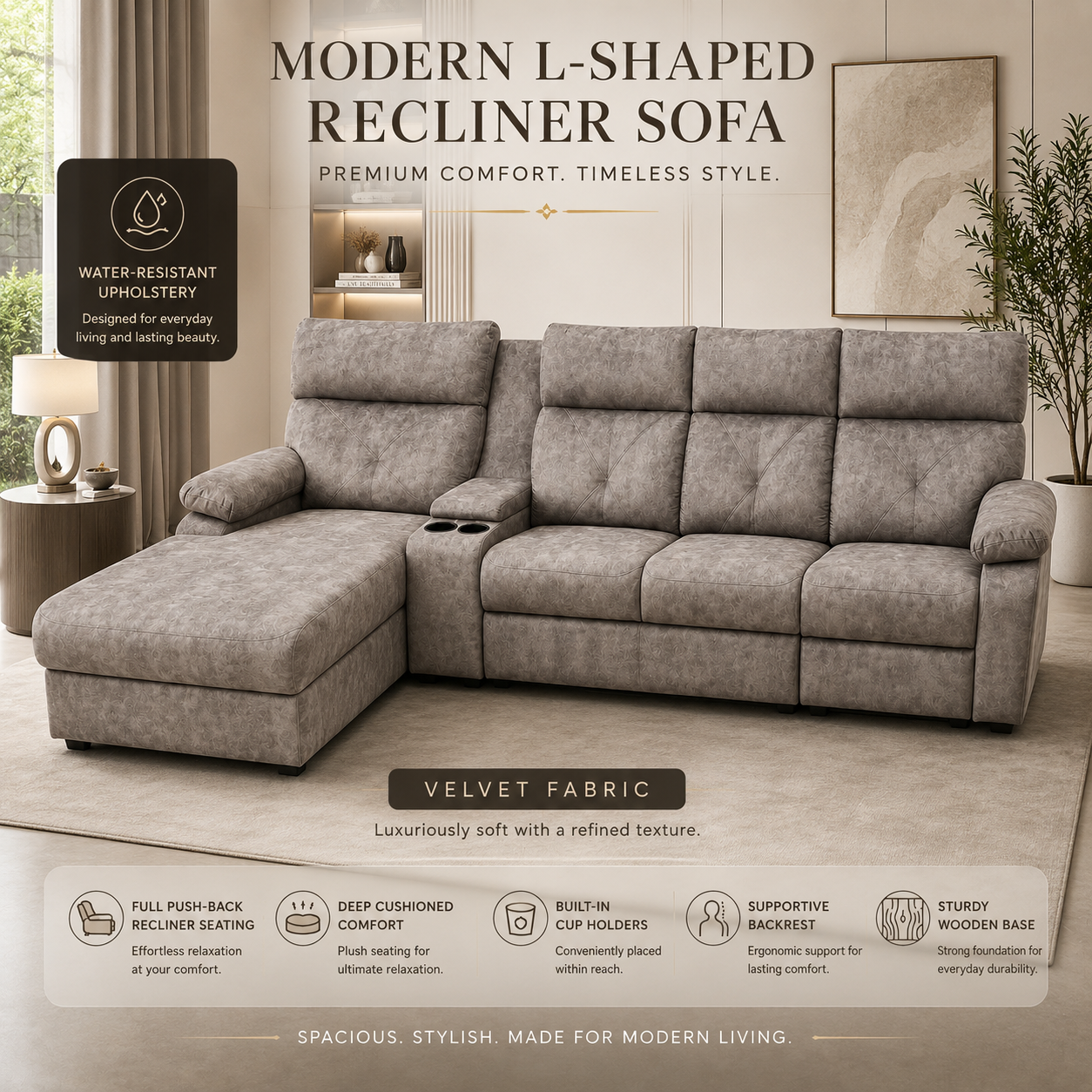 CozyRecline Versatile L-Shaped Sofa (1641)