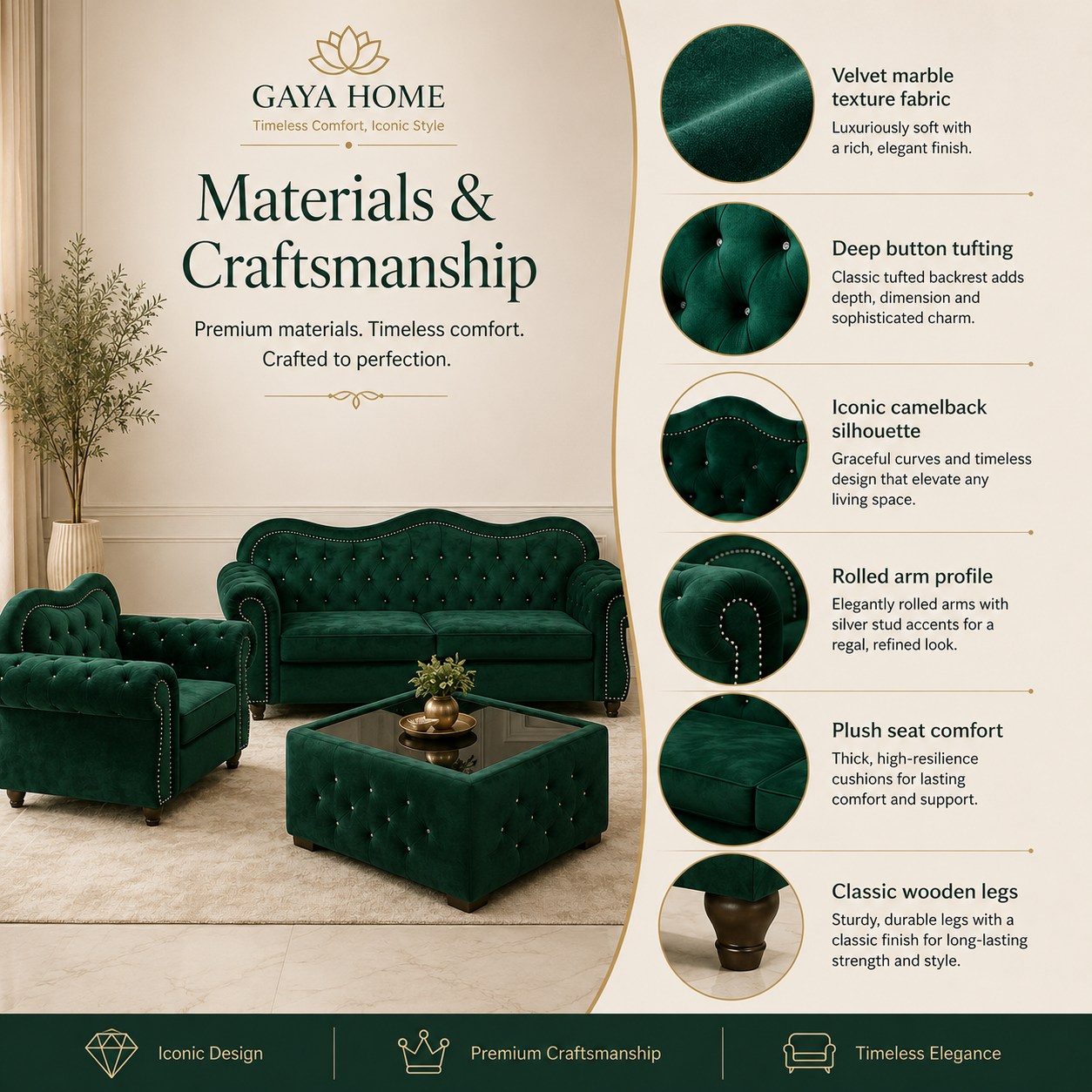 Camelback Sofa Set (1626)
