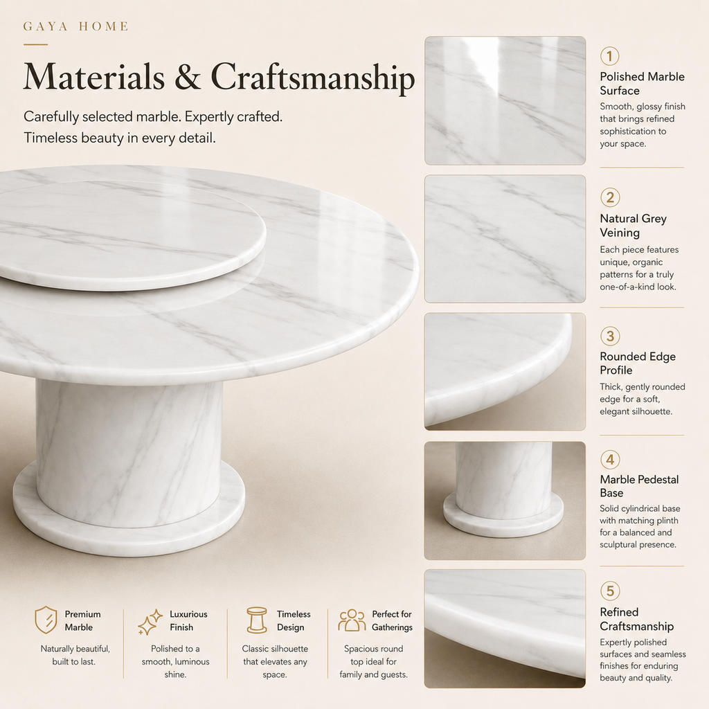 Butterfly Dining Set - Round Full Marble