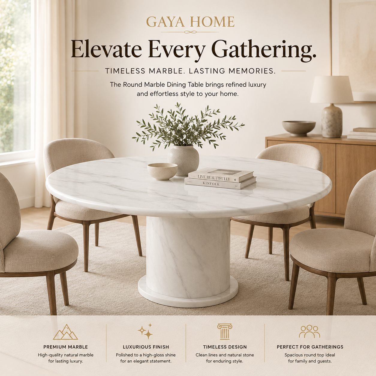 Round Marble Table with Round Marble Leg (831/1060)