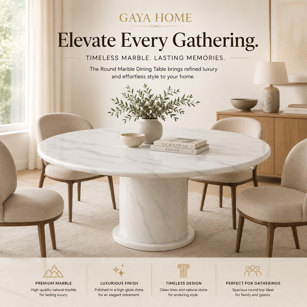Butterfly Dining Set - Round Full Marble