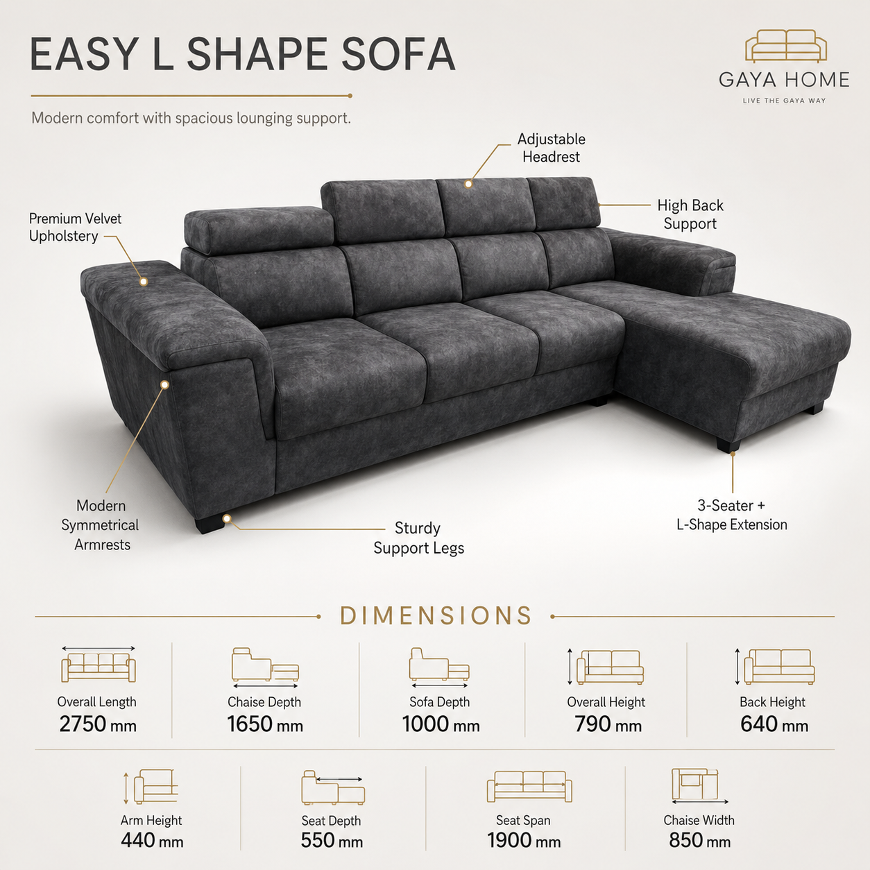 Easy L Shape Sofa (1632)