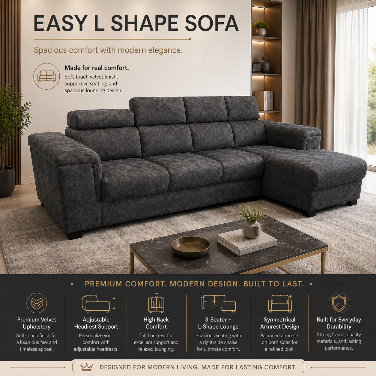 Easy L Shape Sofa (1632)