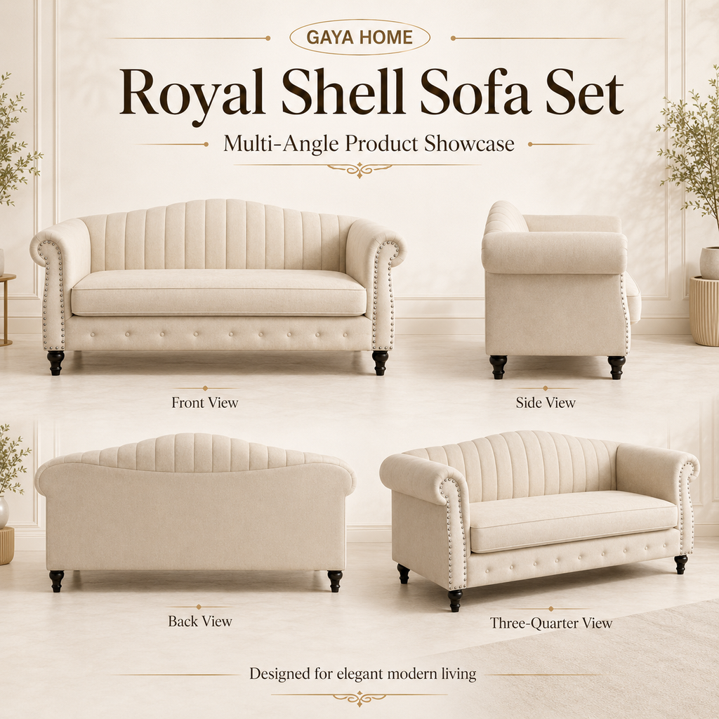 Royal Shell Sofa Set | Trending Simple &amp; Modern Line Design (779)