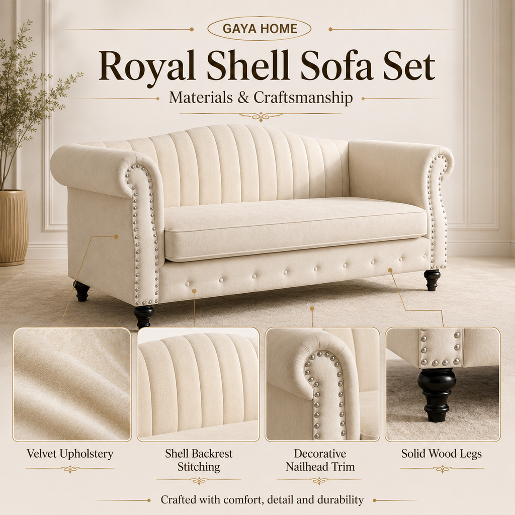 Royal Shell Sofa Set | Trending Simple &amp; Modern Line Design (779)