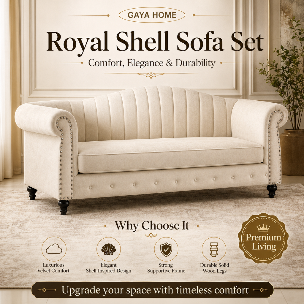 Royal Shell Sofa Set | Trending Simple &amp; Modern Line Design (779)