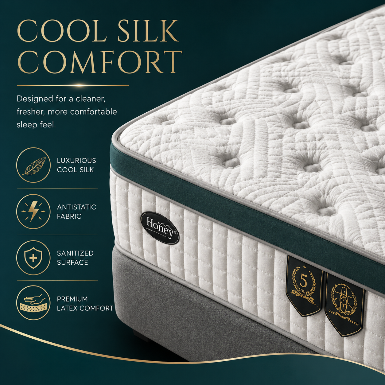 Supreme Suite cool silk mattress surface features