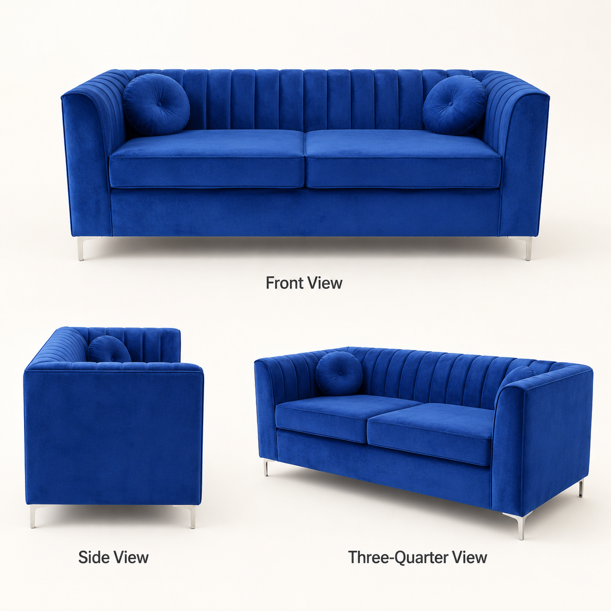 Nordic Series Sofa Set feature graphic with velvet channel tufting and pocket spring details