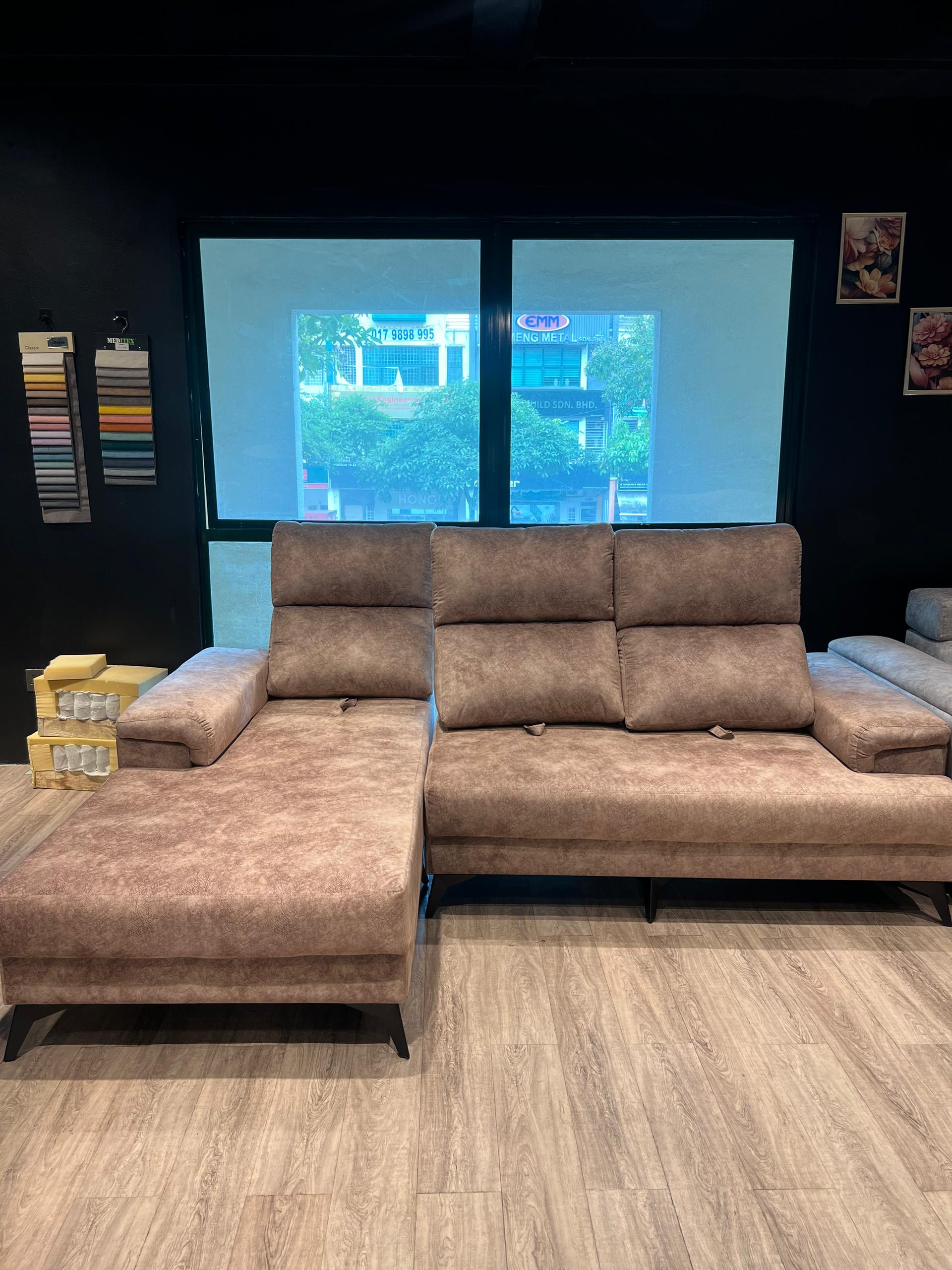 Flexi Push Back L Shape Sofa home setting image
