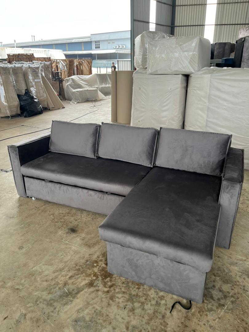 Elara L-Shape Sofa Bed with Storage angled room view