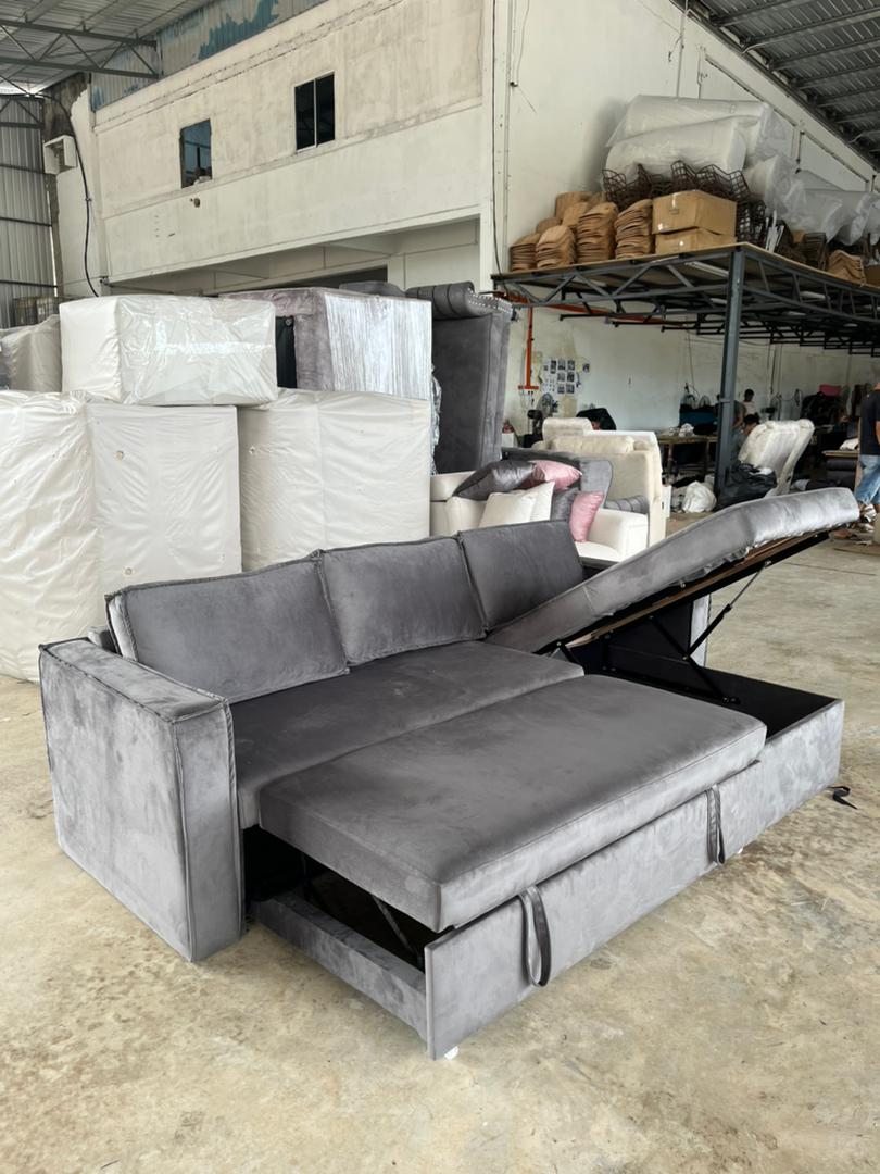 Elara L-Shape Sofa Bed with Storage styled interior view