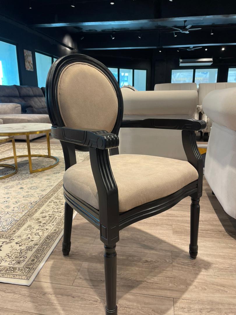 Roma dining chair shown in dining set styling