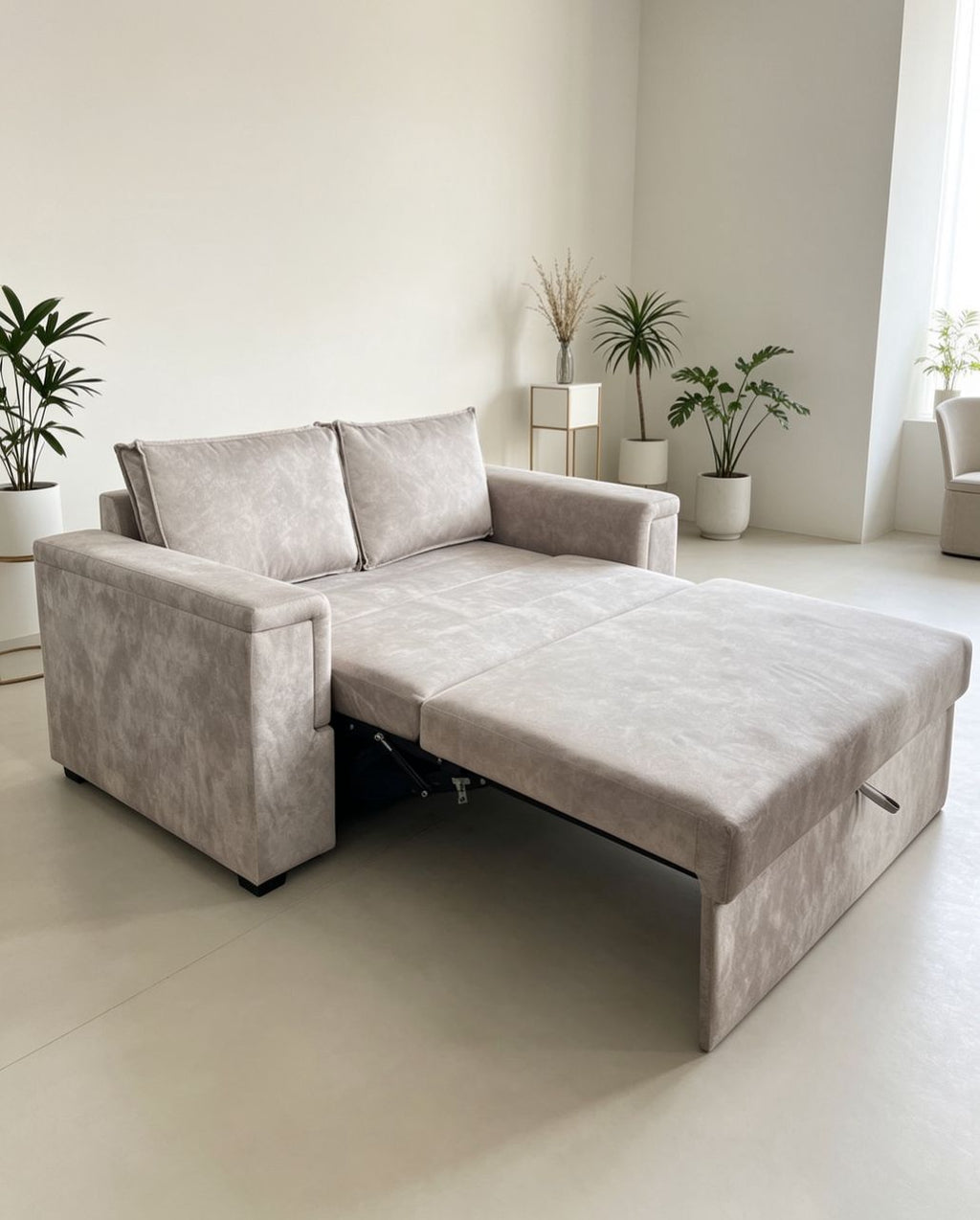 Marco trifold sofa bed pulled out into bed mode