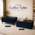Classic fabric coffee table shown in With Legs and Without Legs designs