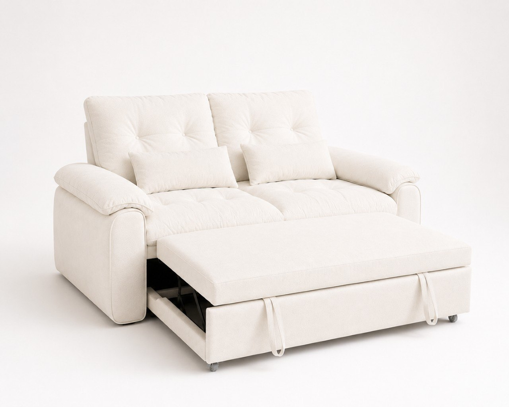 Luna 2 seater sofa bed extended bed view