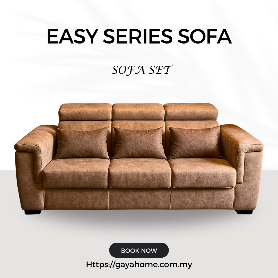 Easy Series sofa set front view with adjustable headrests and matching cushions