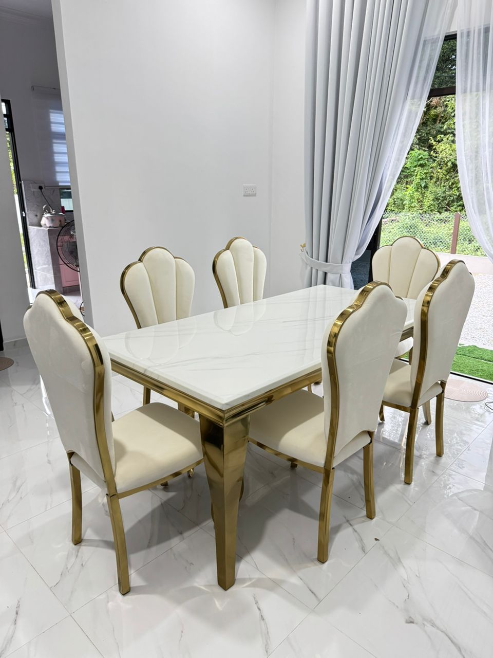 Mermaid Marble Dining Set (C228)