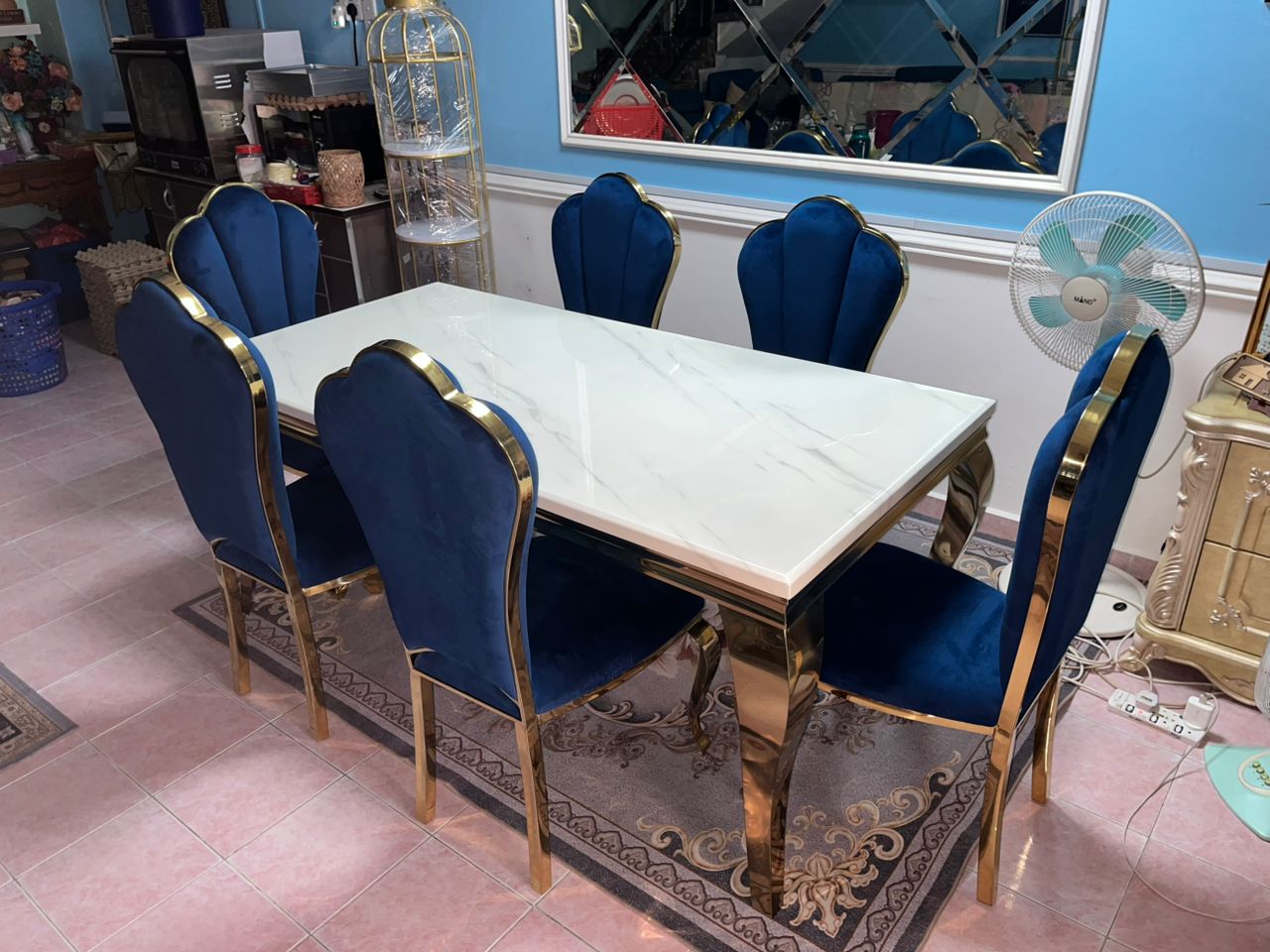 Mermaid Marble Dining Set (C228)