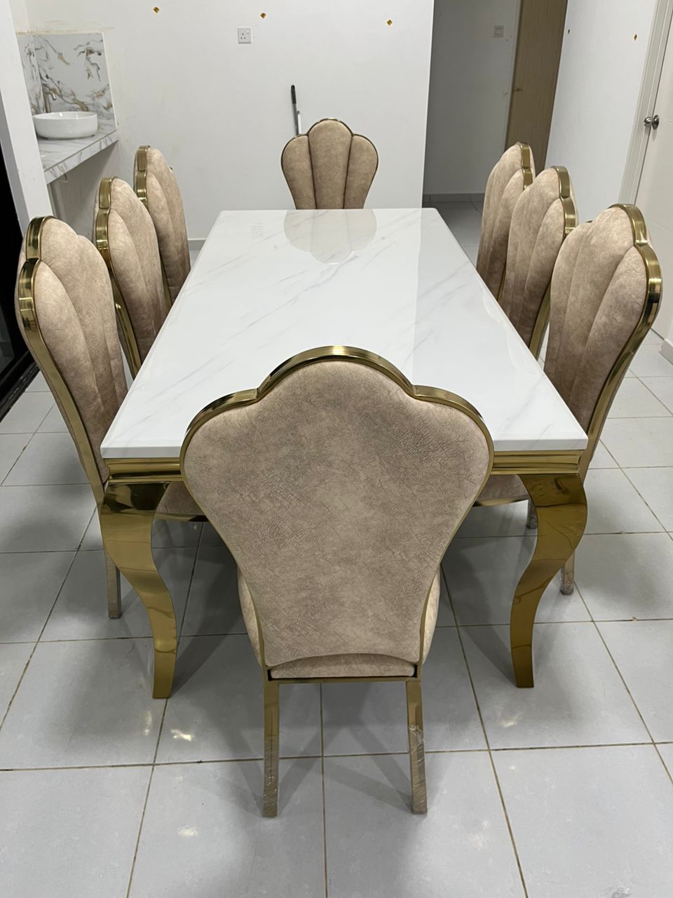 Mermaid Marble Dining Set (C228)