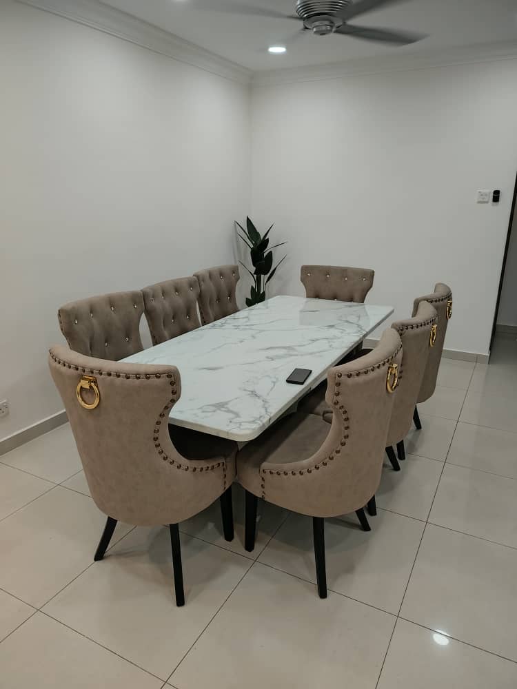 Butterfly marble dining set dining room view